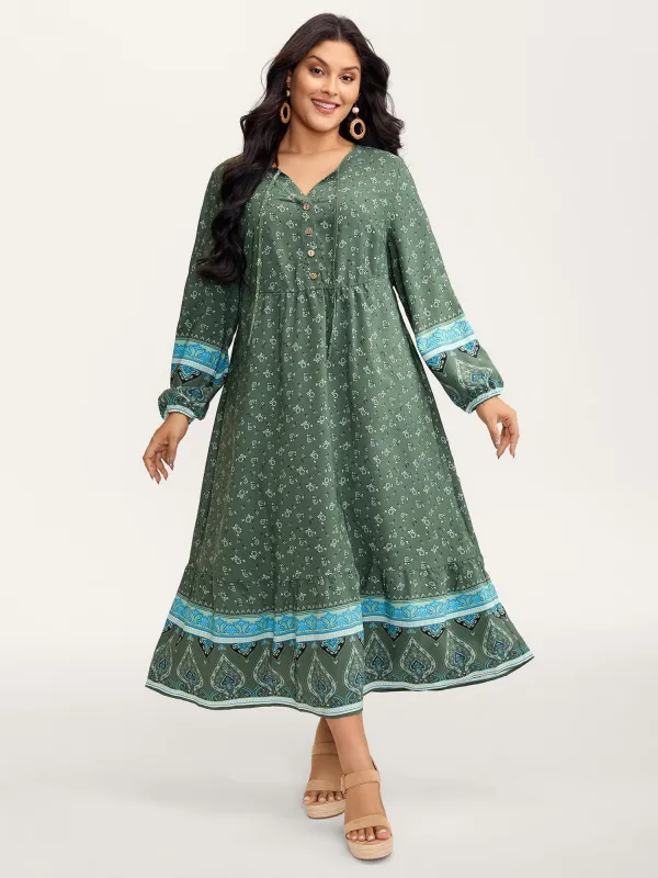 Floral Print Long Sleeve Contrast Maxi Dress sold by Bloomchic