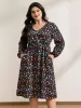 Alphabetical Print Drawstring Adjustable Waist Midi Dress sold by Bloomchic
