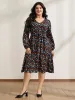 Alphabetical Print Drawstring Adjustable Waist Midi Dress sold by Bloomchic