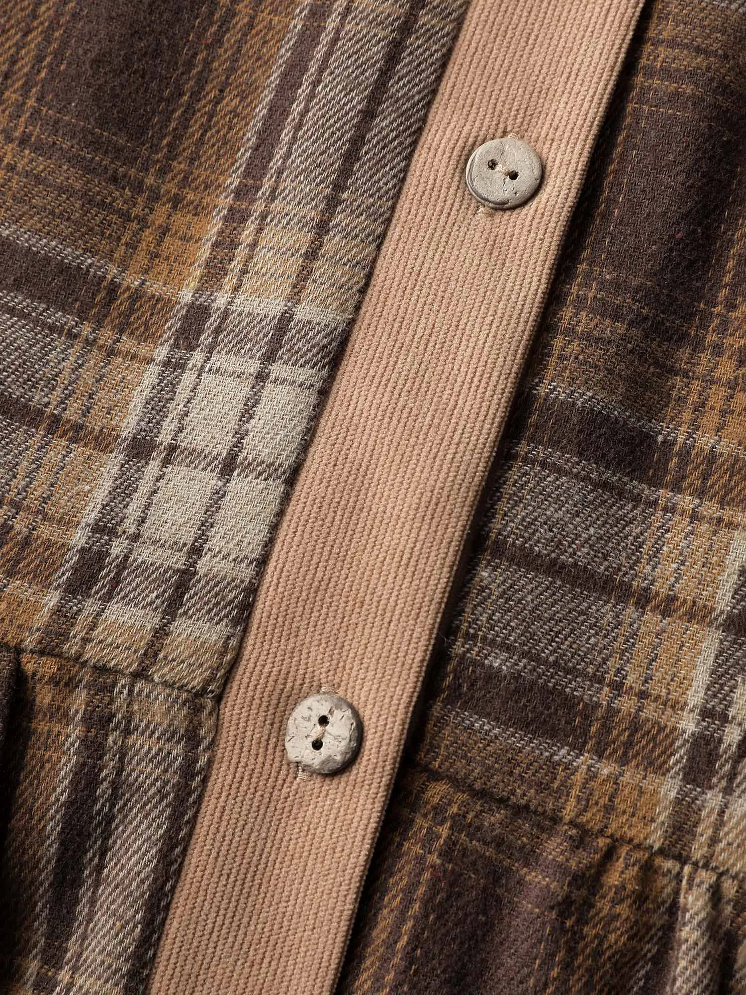 Corduroy Plaid Pattern Contrast Midi Dress sold by Bloomchic product image thumbnail 5