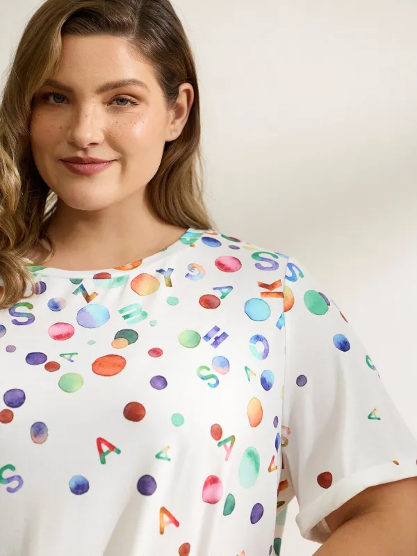 Alphabets Party Round Neck T-Shirt sold by Bloomchic