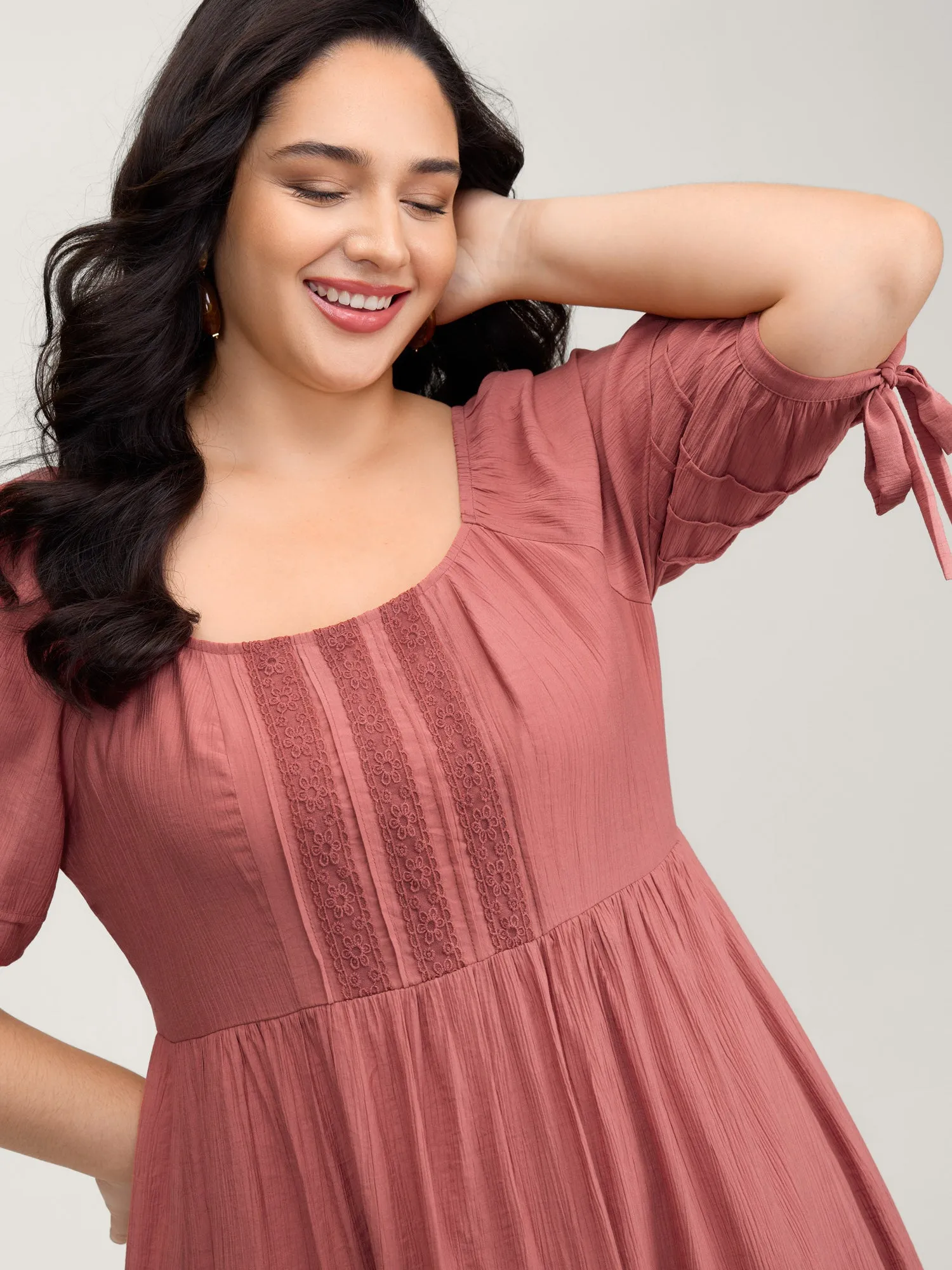 Shirred Back Square Neck Pleated Maxi Dress sold by Bloomchic product image thumbnail 2