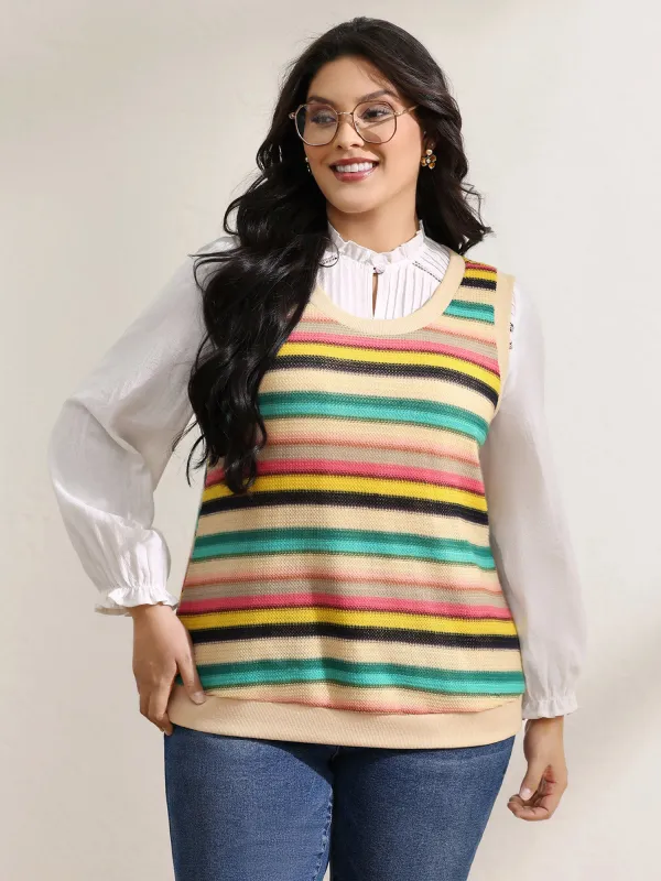 Colorful Stripe Stretchy Ribbed Hem Tank Top sold by Bloomchic