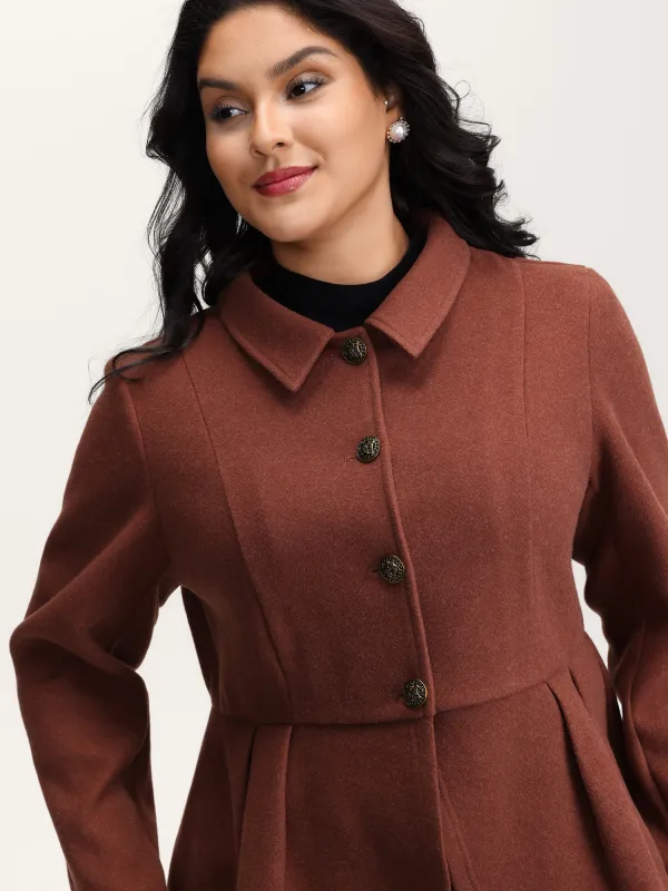 Pleated Curvy Hem Button Blazer sold by Bloomchic