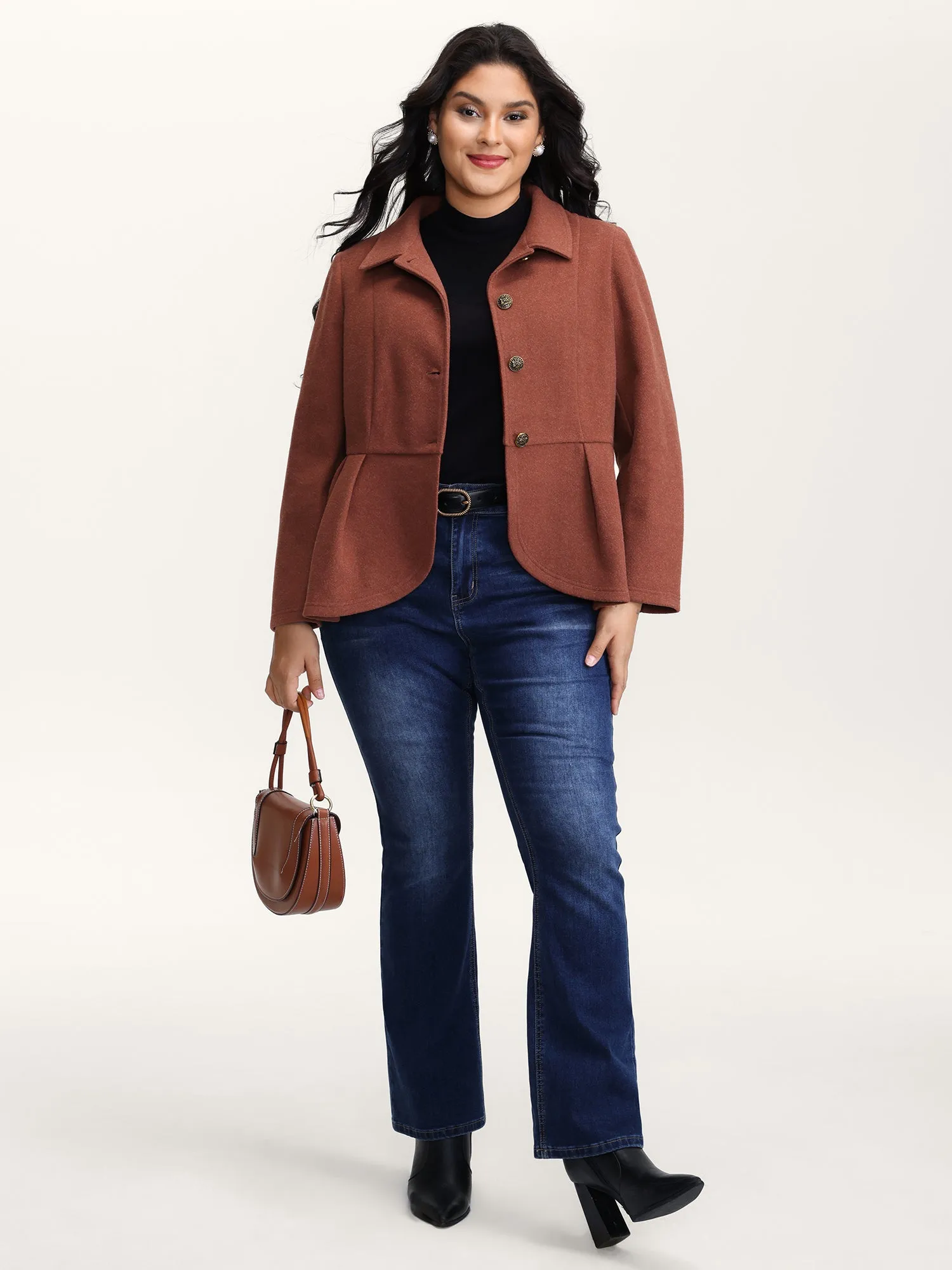 Pleated Curvy Hem Button Blazer sold by Bloomchic product image thumbnail 4