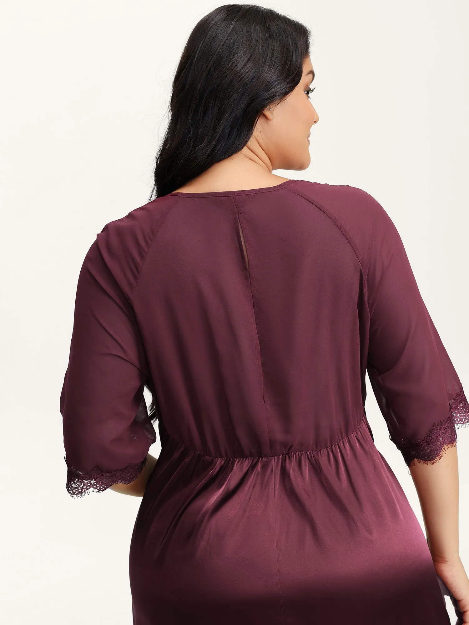 Satin Semi-Sheer Contrast Sleep Dress sold by Bloomchic