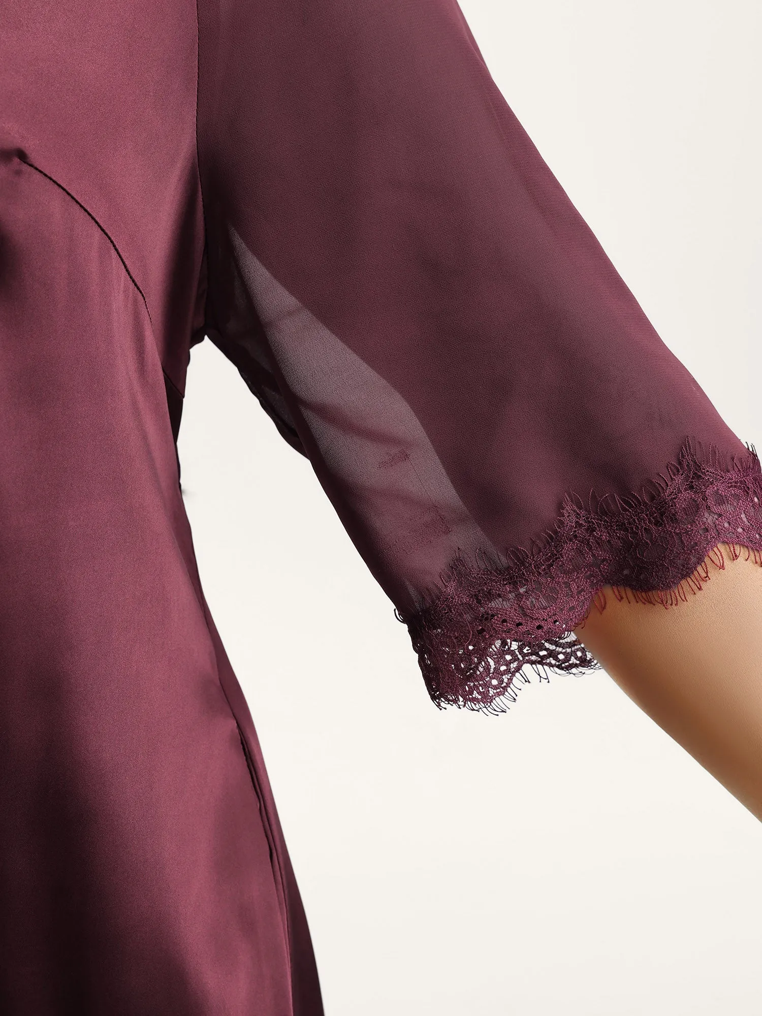 Satin Semi-Sheer Contrast Sleep Dress sold by Bloomchic product image thumbnail 3