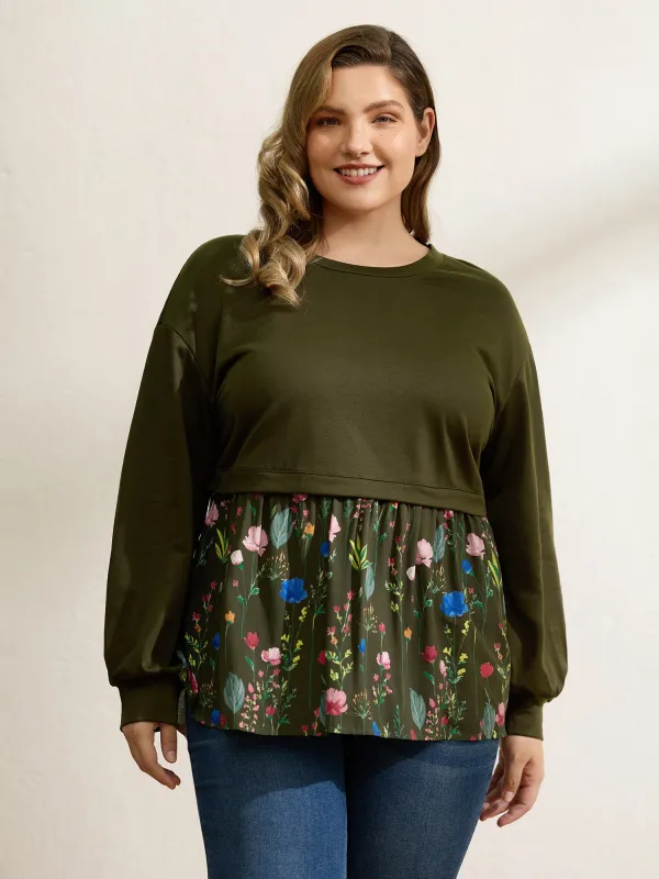 Rayon Floral Print Contrast Sweatshirt sold by Bloomchic