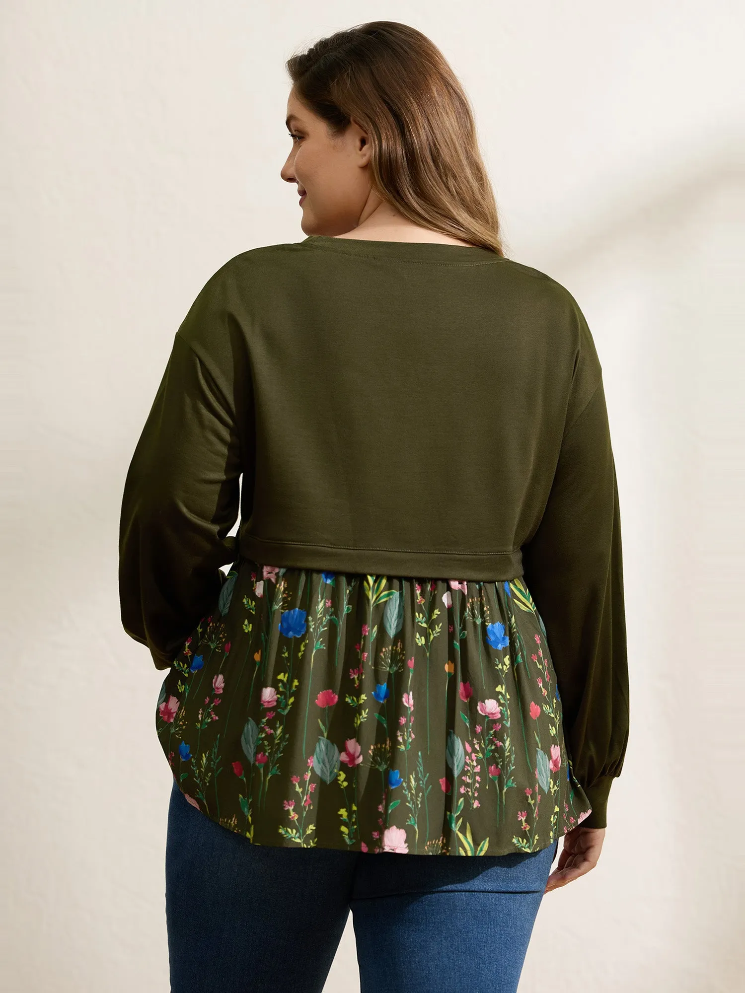 Rayon Floral Print Contrast Sweatshirt sold by Bloomchic product image thumbnail 4