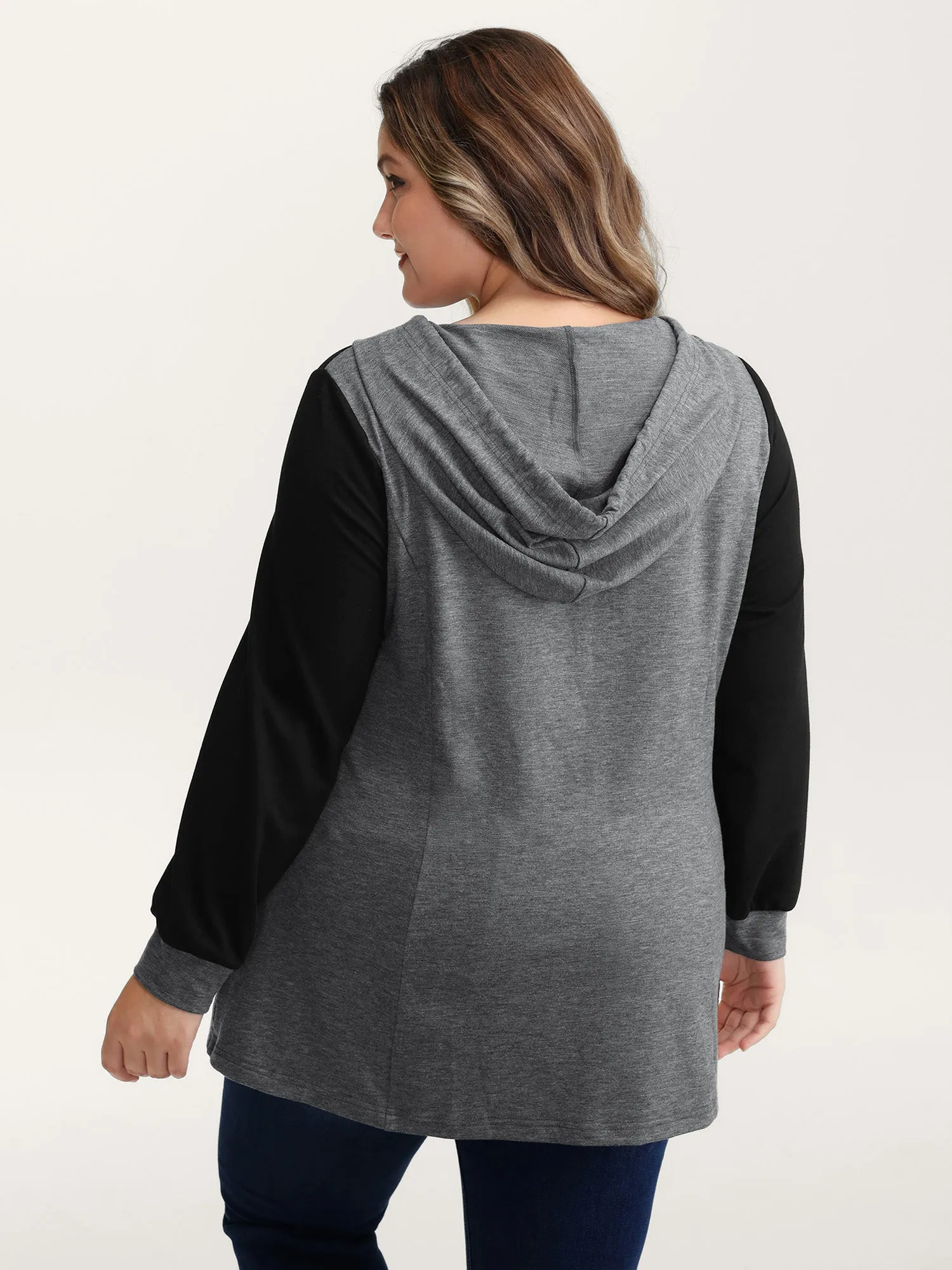 Heather Stretchy Colorblock Long Hoodie sold by Bloomchic product image thumbnail 5