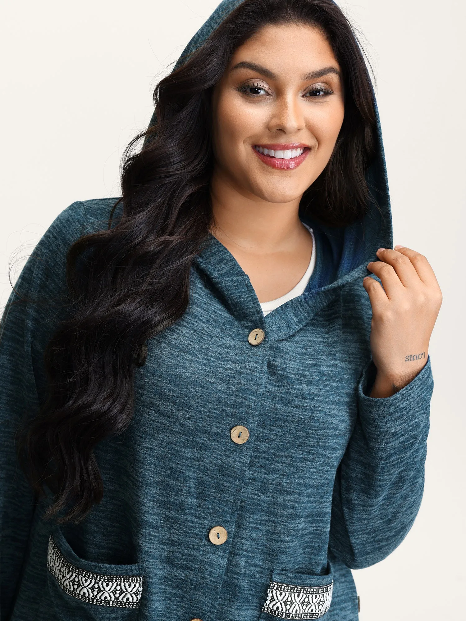 Heather Faux Cashmere Boho Stripe Coat sold by Bloomchic product image thumbnail 2