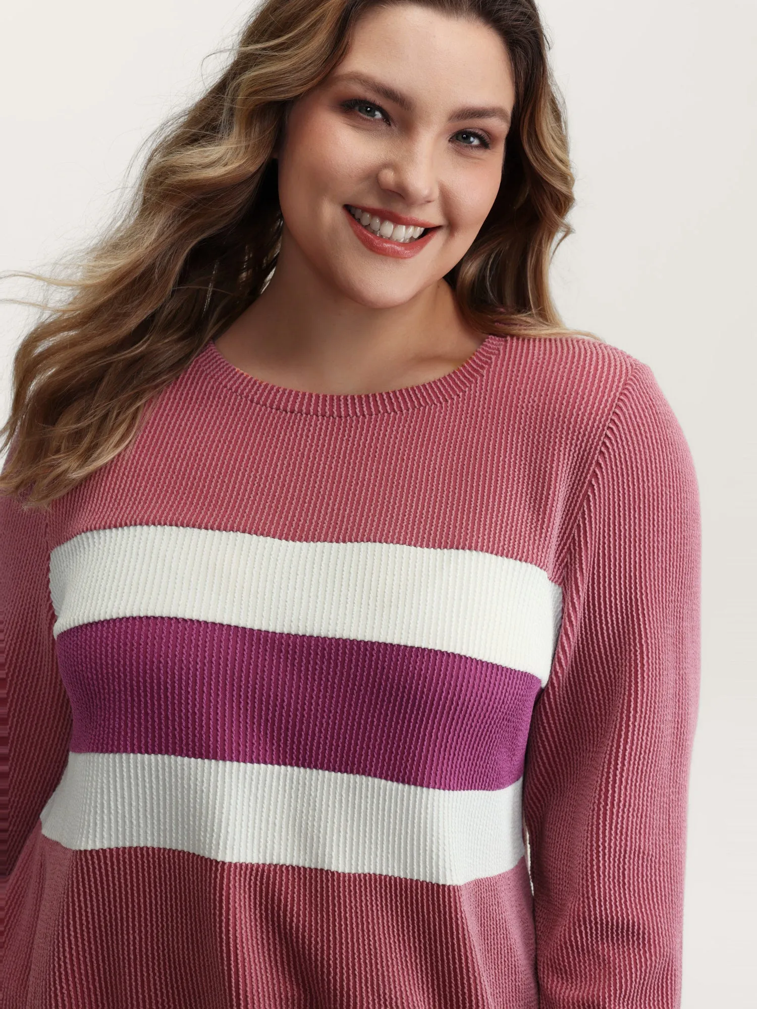 Color Stripes Spliced Knit Sweatshirt sold by Bloomchic product image thumbnail 2