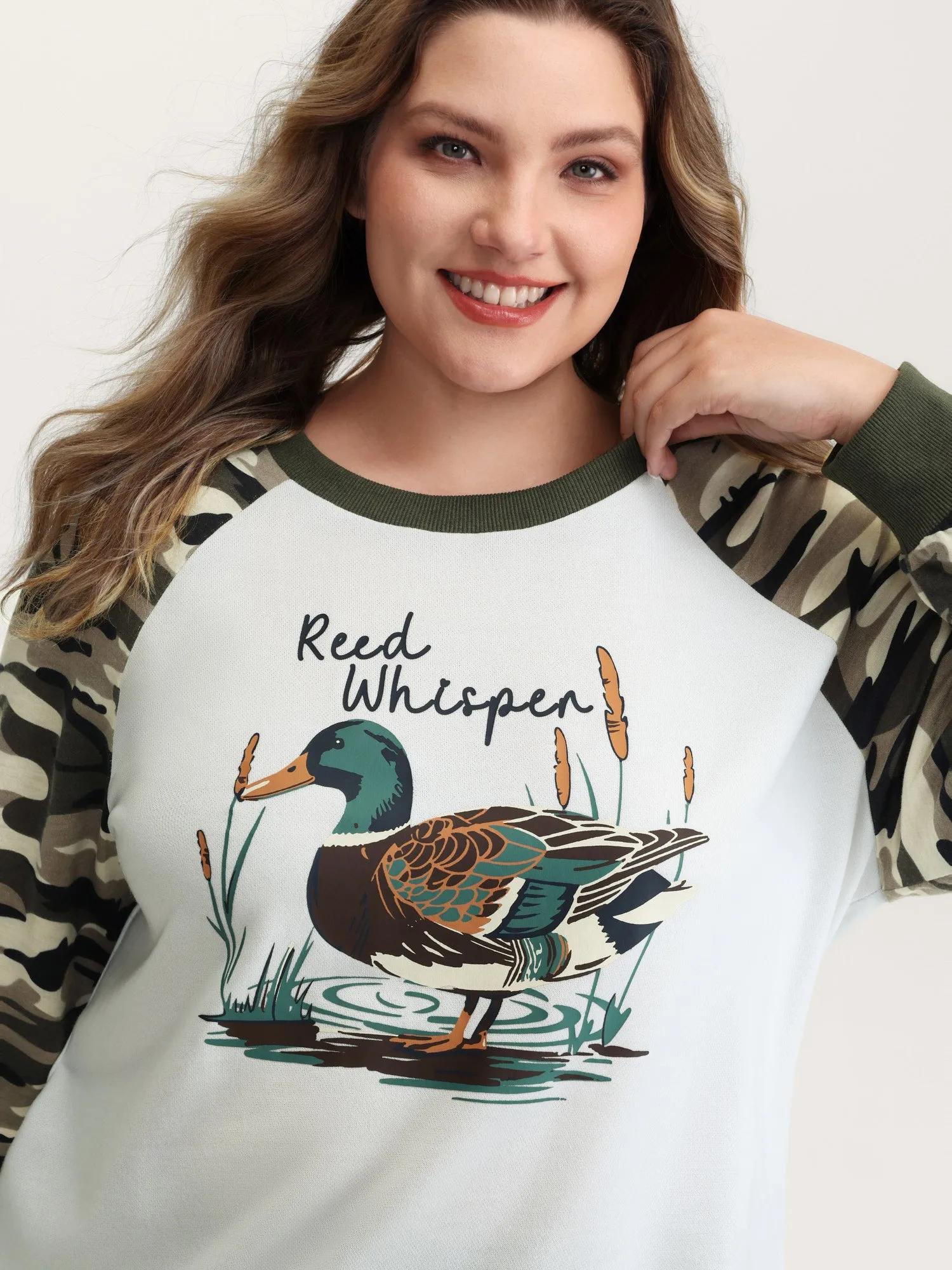 Camouflage Contrast Animal Print Sweatshirt sold by Bloomchic product image thumbnail 2