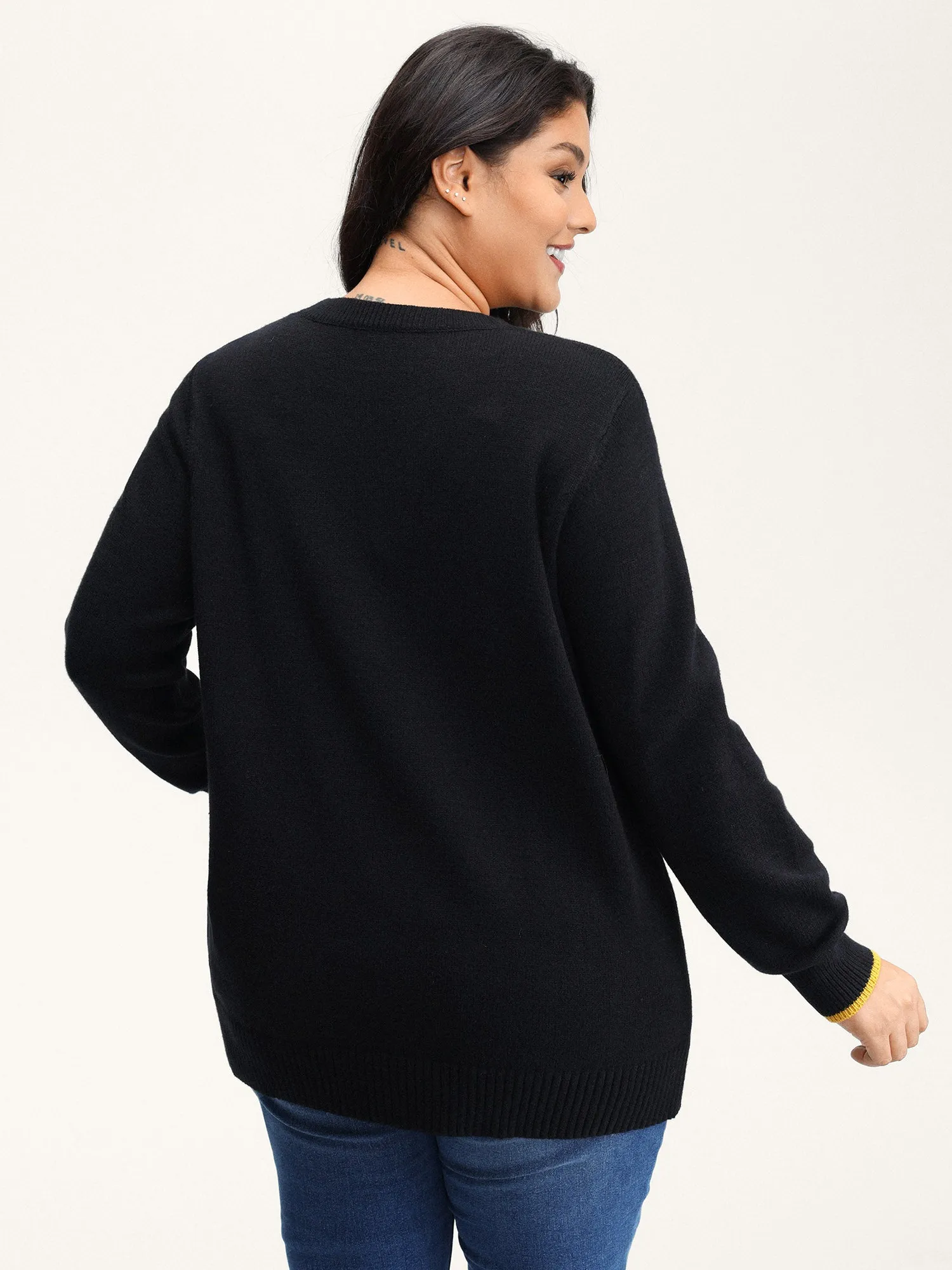 Puppy In Rain Jacquard Contrast Pullover sold by Bloomchic product image thumbnail 4