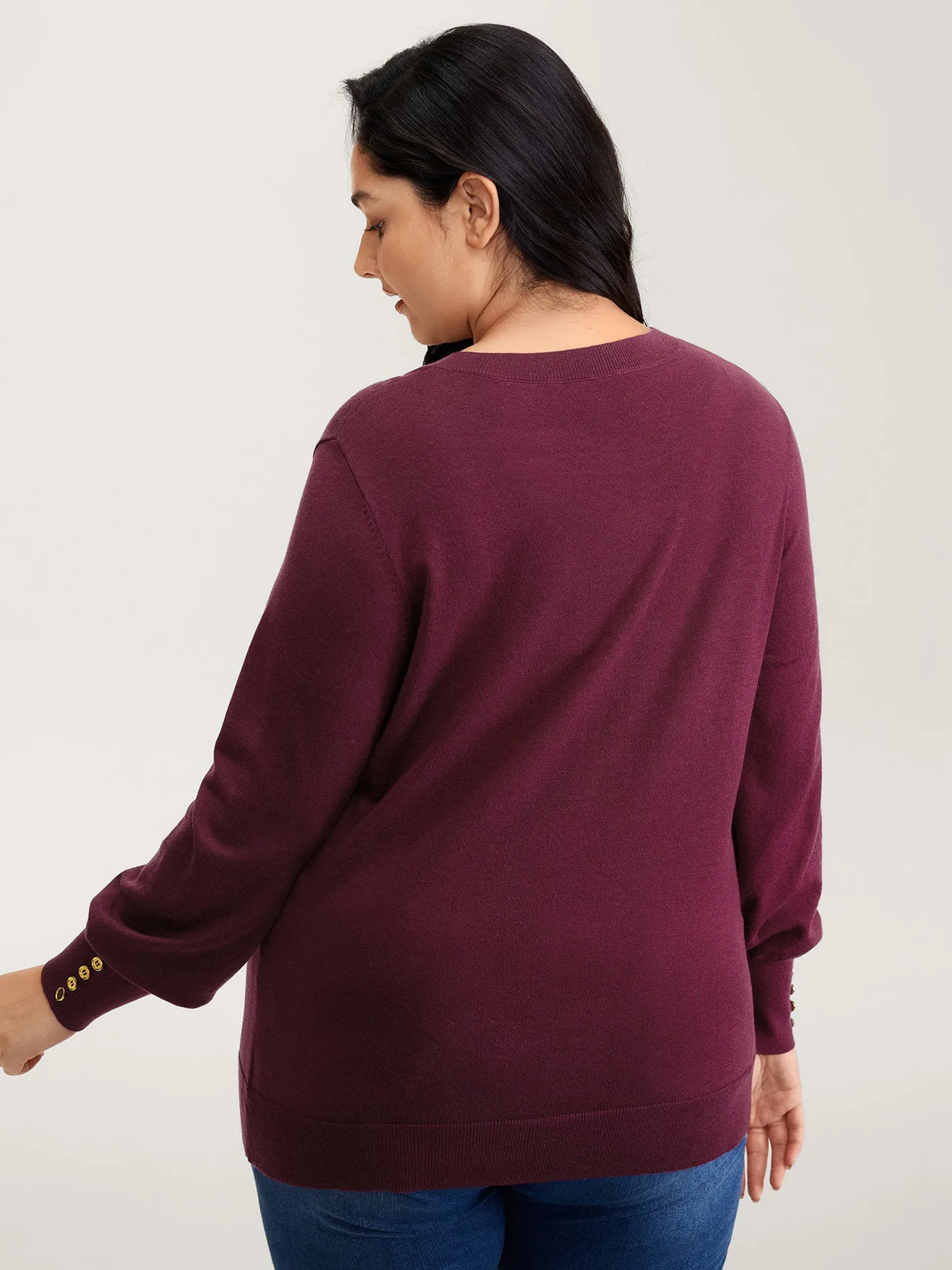 Lantern Sleeve Button Detail Pullover sold by Bloomchic product image thumbnail 4