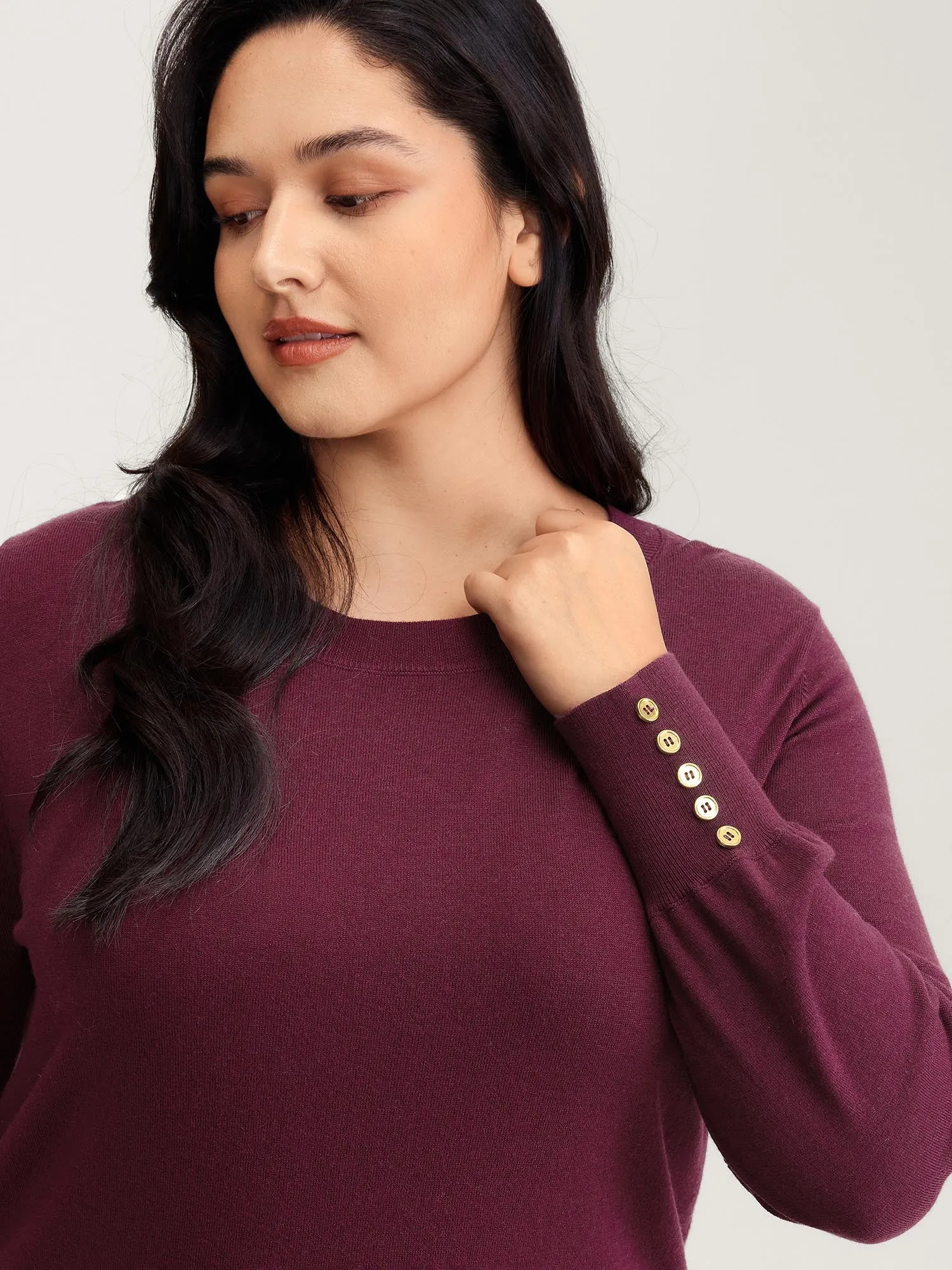 Lantern Sleeve Button Detail Pullover sold by Bloomchic product image thumbnail 2