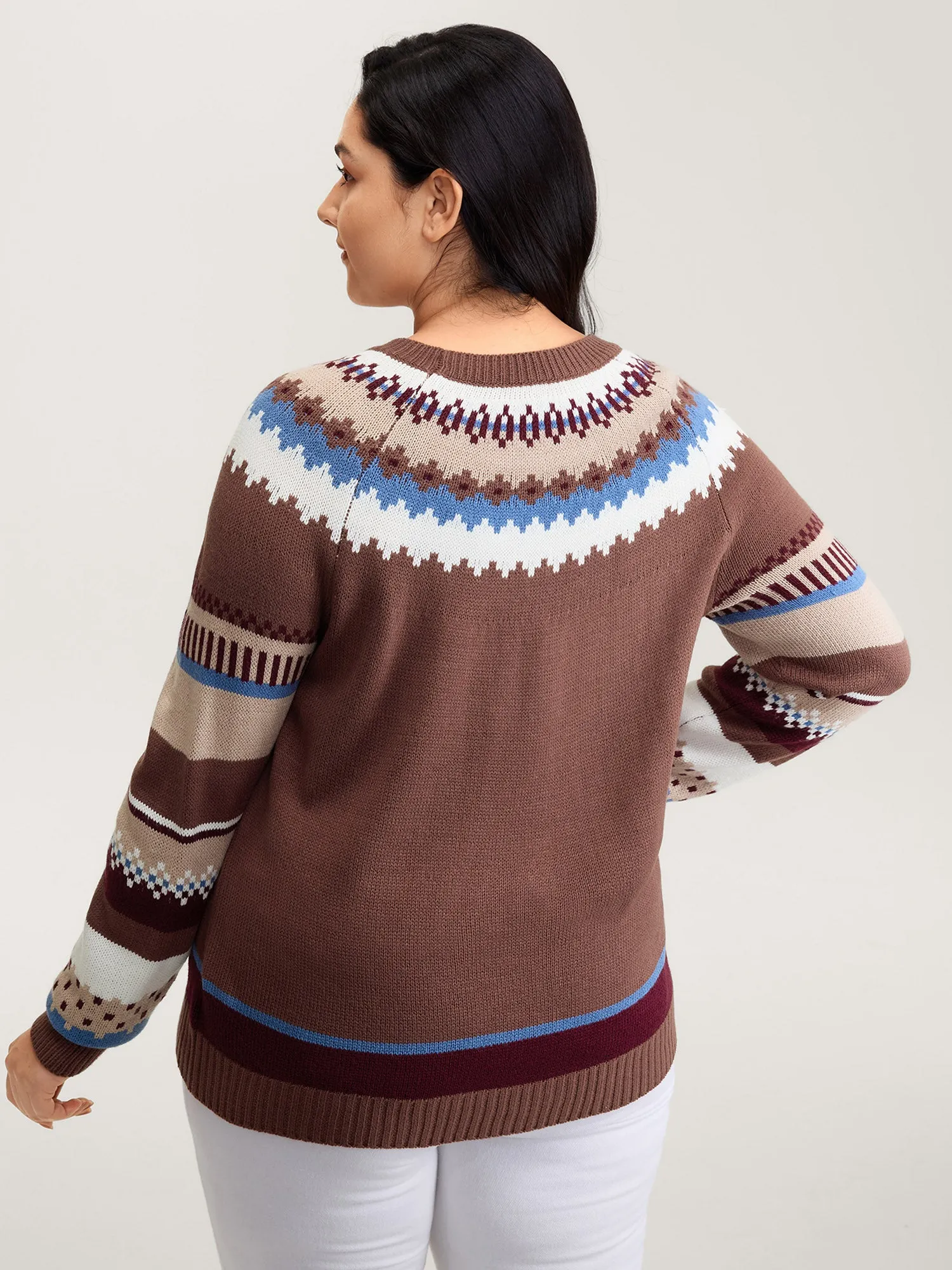 Fair-Isle Jacquard Pattern Contrast Pullover sold by Bloomchic product image thumbnail 5