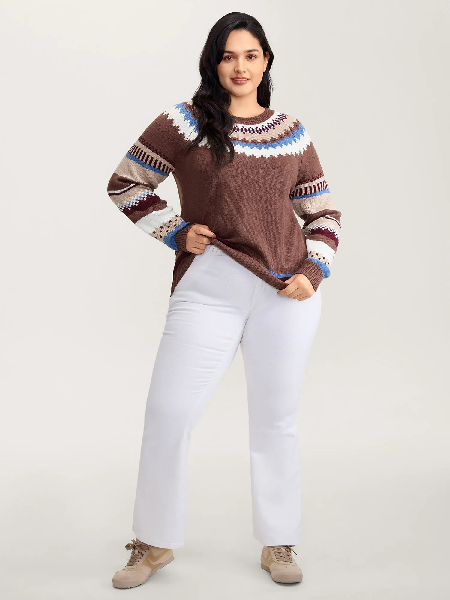 Fair-Isle Jacquard Pattern Contrast Pullover sold by Bloomchic product image thumbnail 3