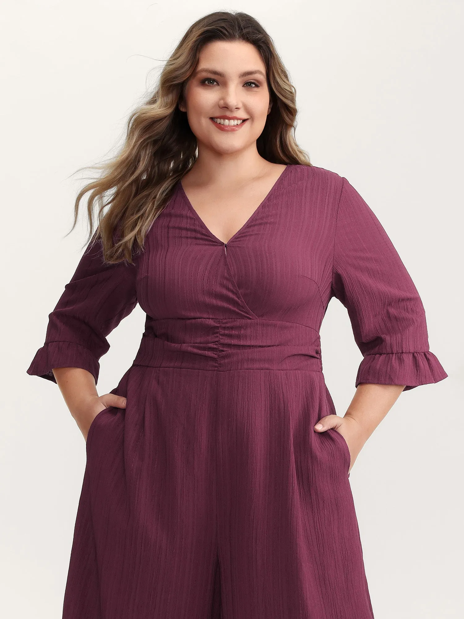 Wide Pleated Waist Backless Tie Jumpsuit sold by Bloomchic product image thumbnail 3