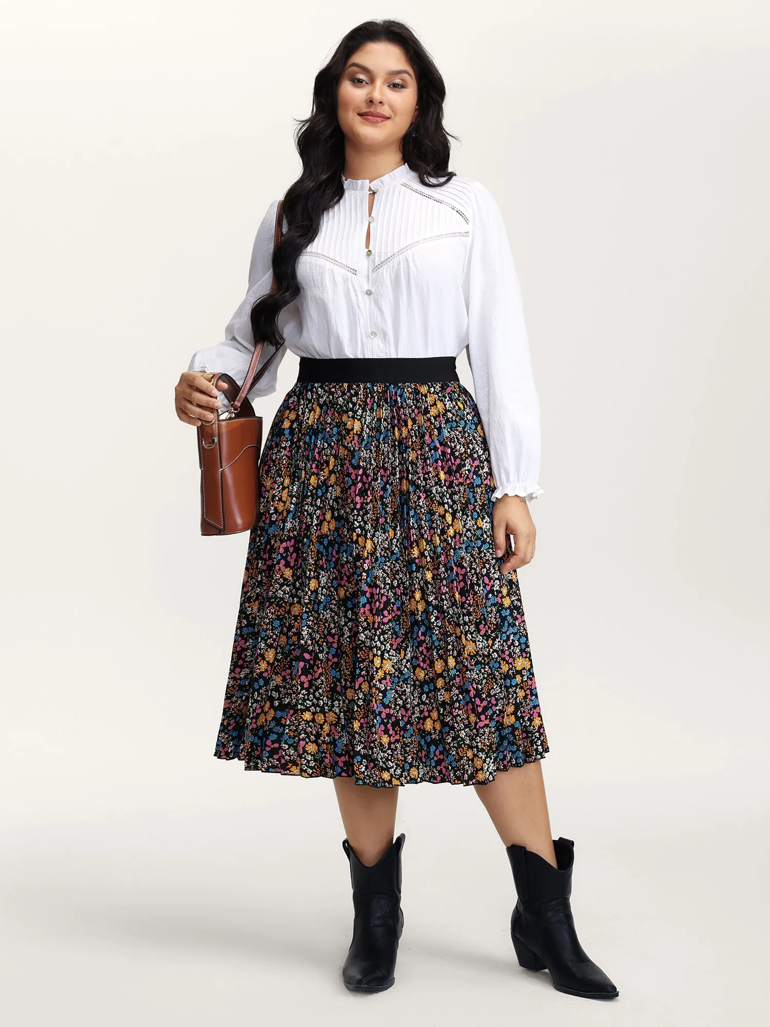 Floral Print Pleated Maxi Skirt sold by Bloomchic