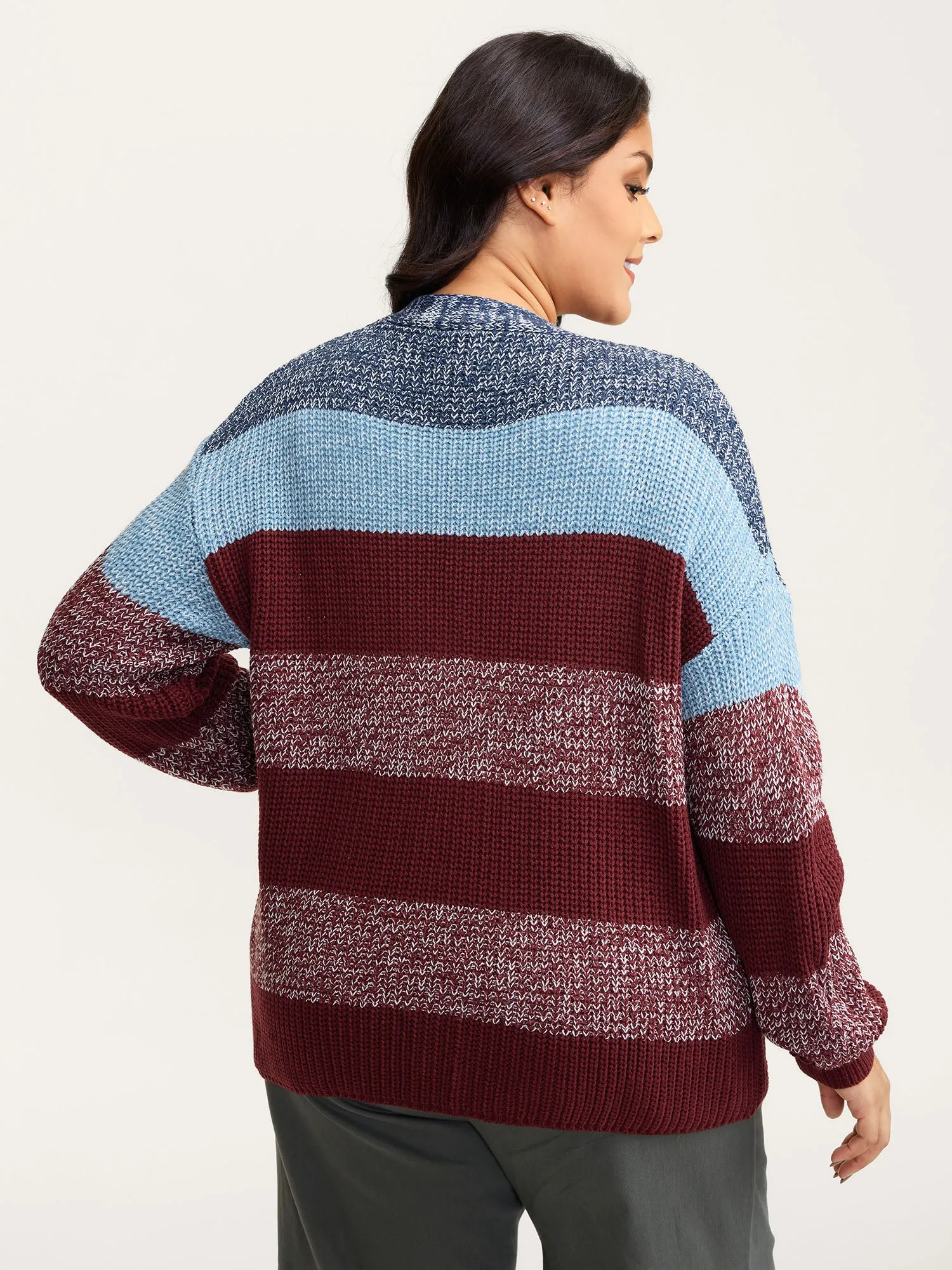 Colorblock Buttons V-Neck Knit Cardigan sold by Bloomchic product image thumbnail 5