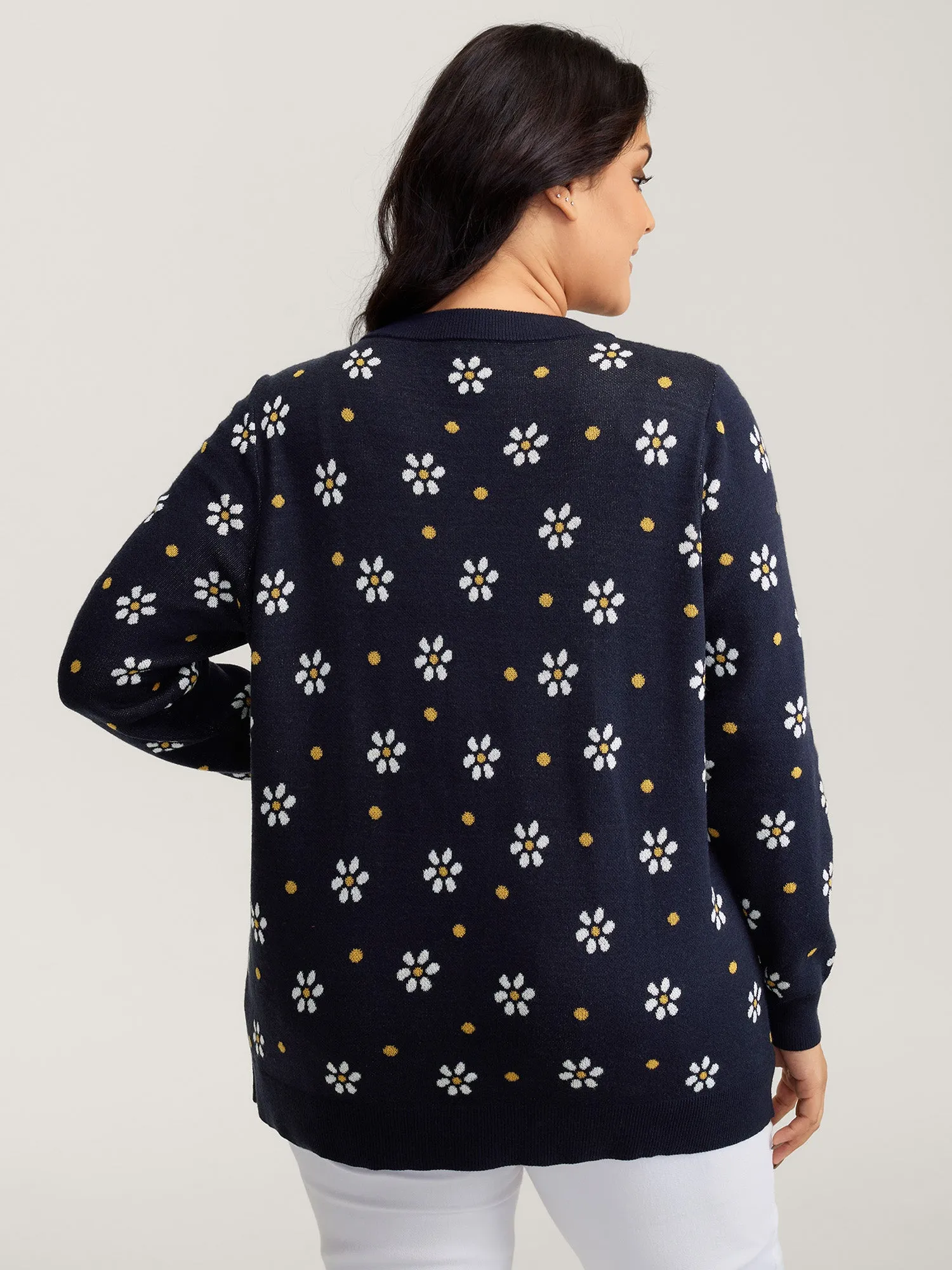 Floral Polka Dot Print Button Knit Cardigan sold by Bloomchic product image thumbnail 5