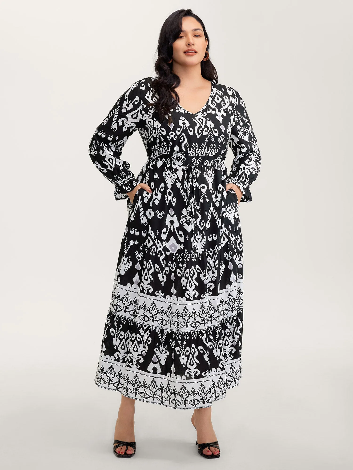 Floral Print Adjustable Drawstring Waist Midi Dress sold by Bloomchic product image thumbnail 2