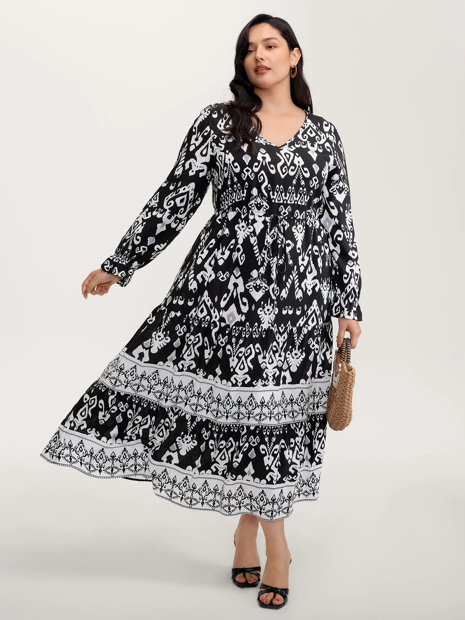 Floral Print Adjustable Drawstring Waist Midi Dress sold by Bloomchic