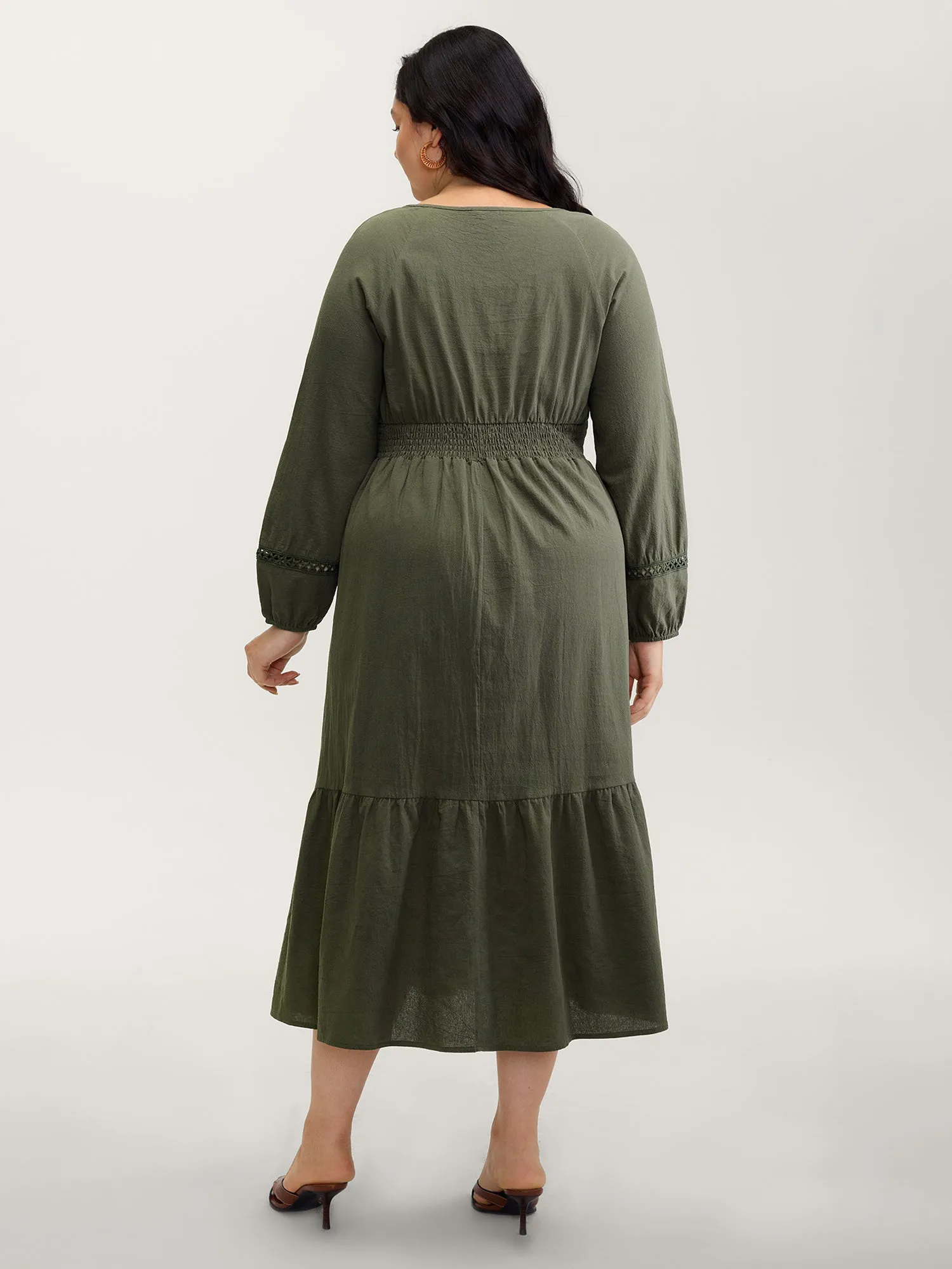 Cotton Pockets Shirred Waist Tiered Maxi Dress sold by Bloomchic product image thumbnail 4