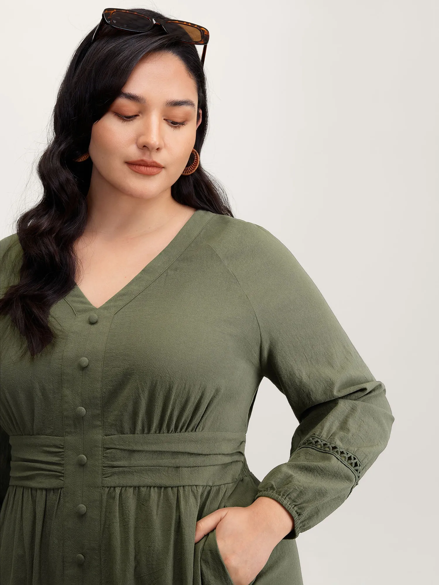 Cotton Pockets Shirred Waist Tiered Maxi Dress sold by Bloomchic product image thumbnail 2