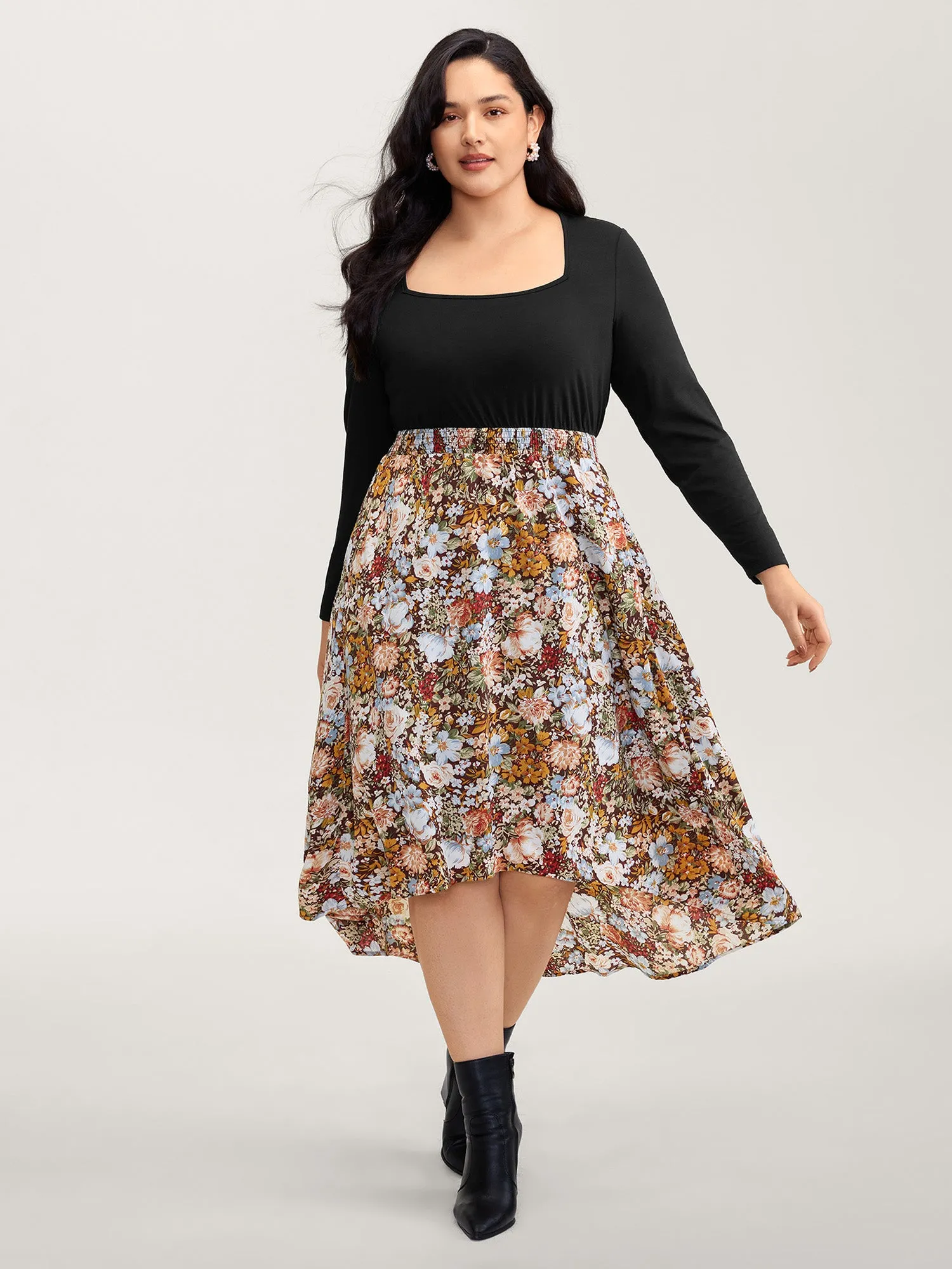 Floral Print High-Low Hem Midi Dress sold by Bloomchic product image thumbnail 3