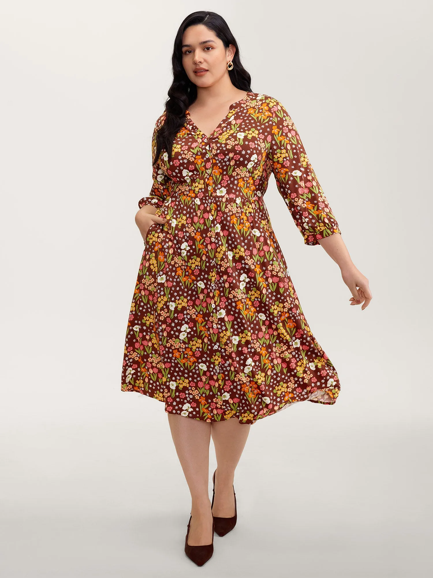 Rayon Floral Print Midi Dress sold by Bloomchic product image thumbnail 3