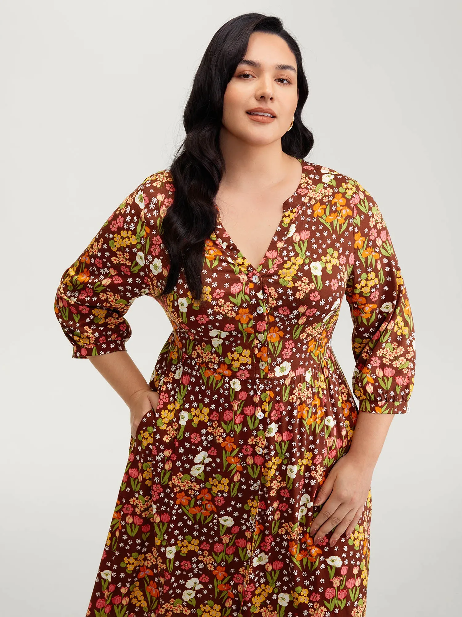 Rayon Floral Print Midi Dress sold by Bloomchic product image thumbnail 2