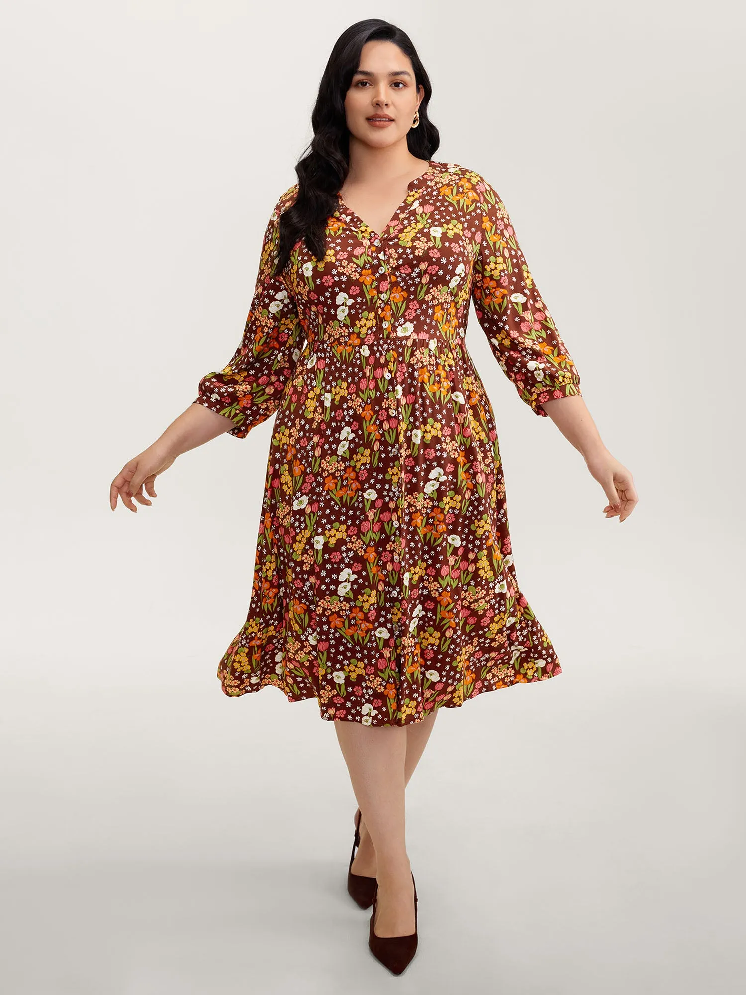 Rayon Floral Print Midi Dress sold by Bloomchic