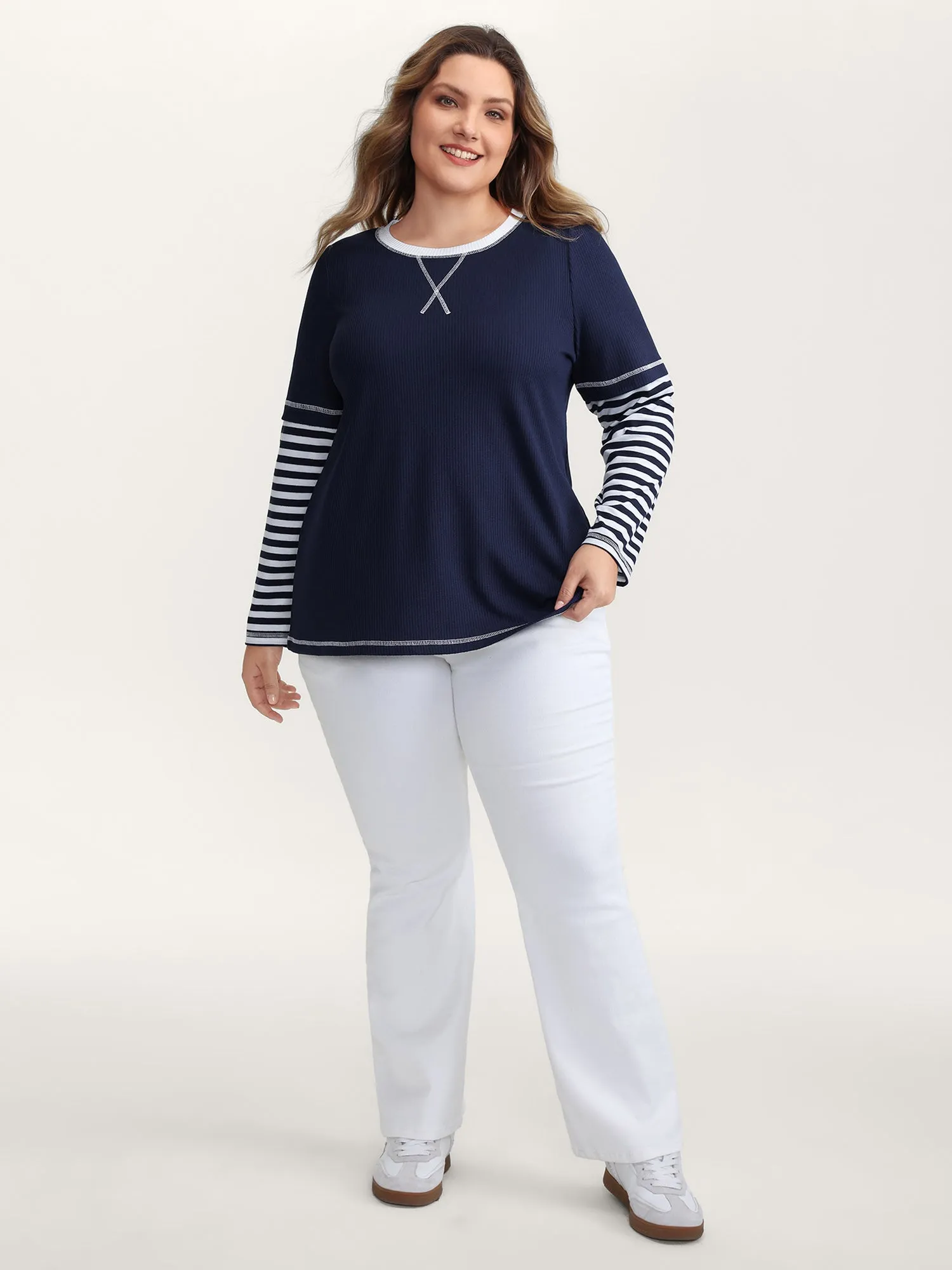 Waffle Layered Color Contrast T-Shirt sold by Bloomchic product image thumbnail 3