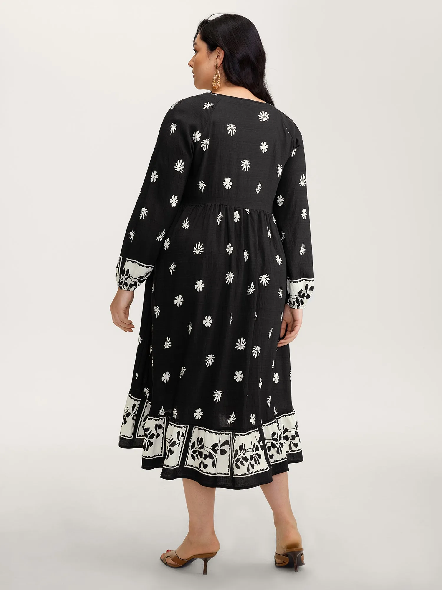 Floral Print Pockets A-Line Flowy Midi Dress sold by Bloomchic product image thumbnail 4