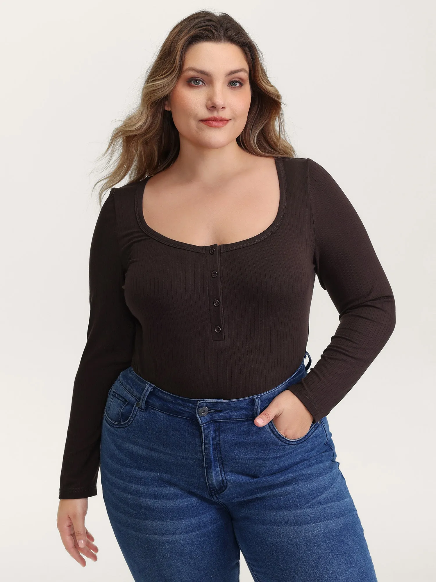 Supersoft Bodycon Fit Half-Placket T-Shirt sold by Bloomchic product image thumbnail 4