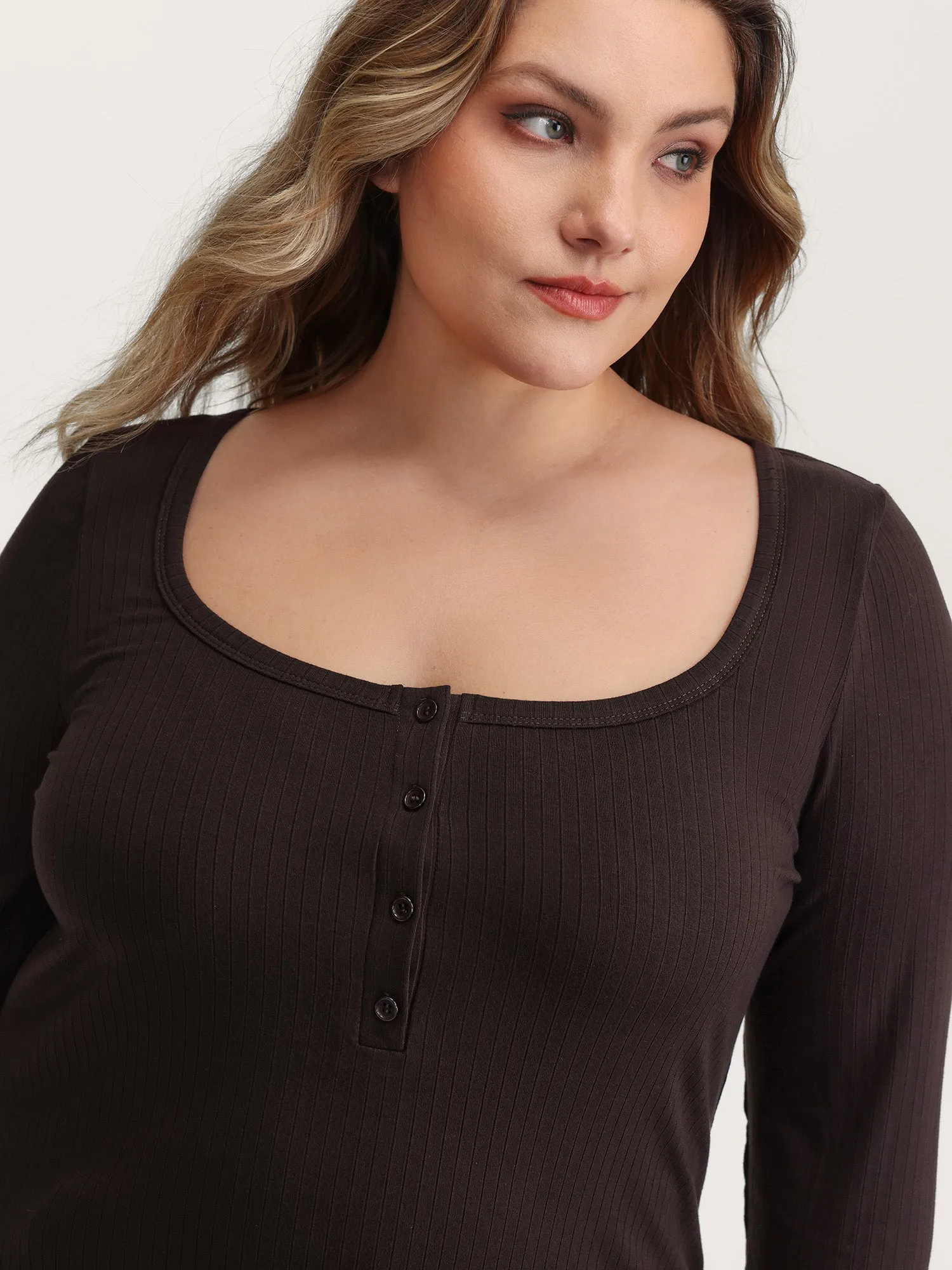 Supersoft Bodycon Fit Half-Placket T-Shirt sold by Bloomchic product image thumbnail 2