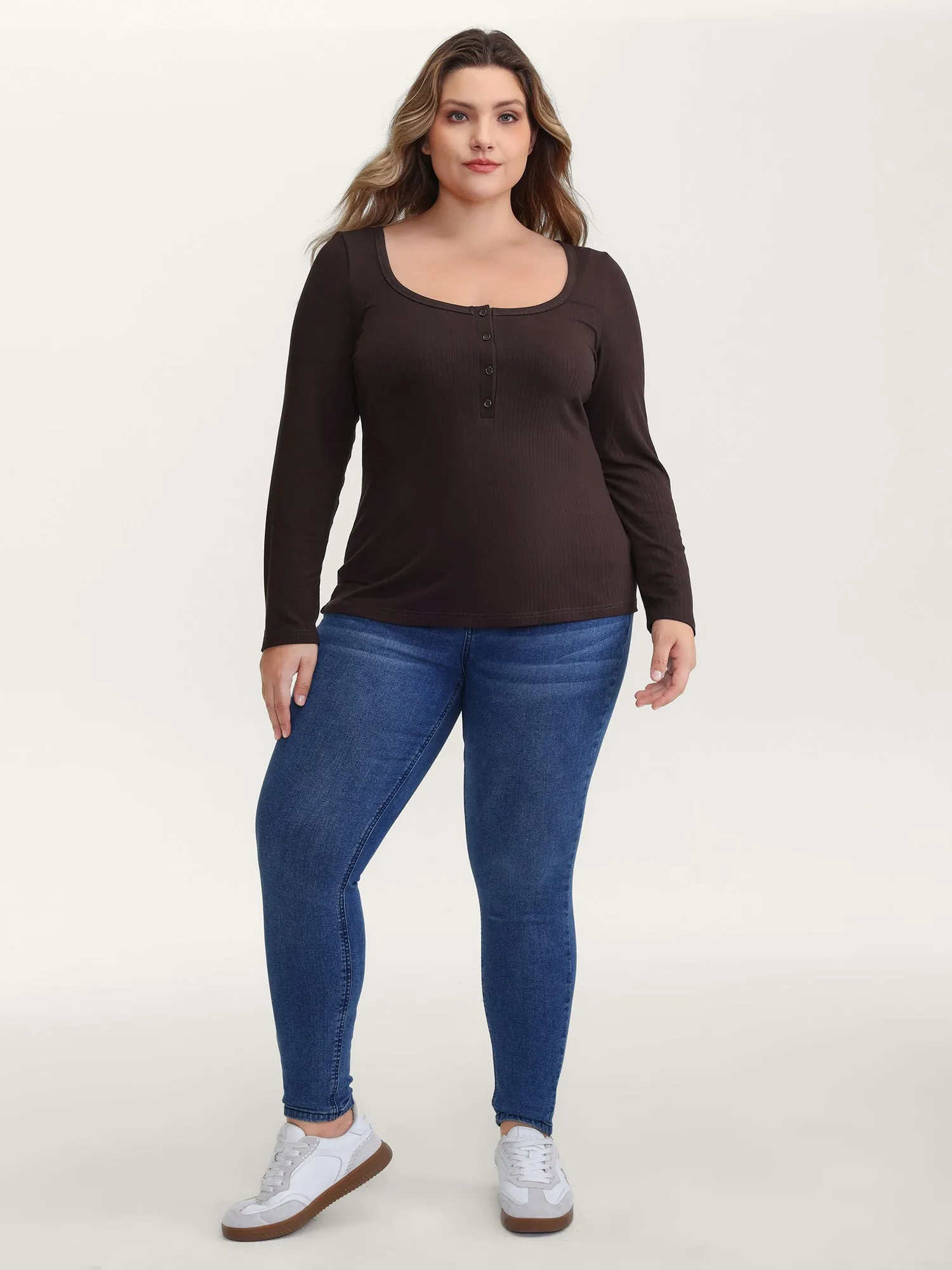 Supersoft Bodycon Fit Half-Placket T-Shirt sold by Bloomchic product image thumbnail 3