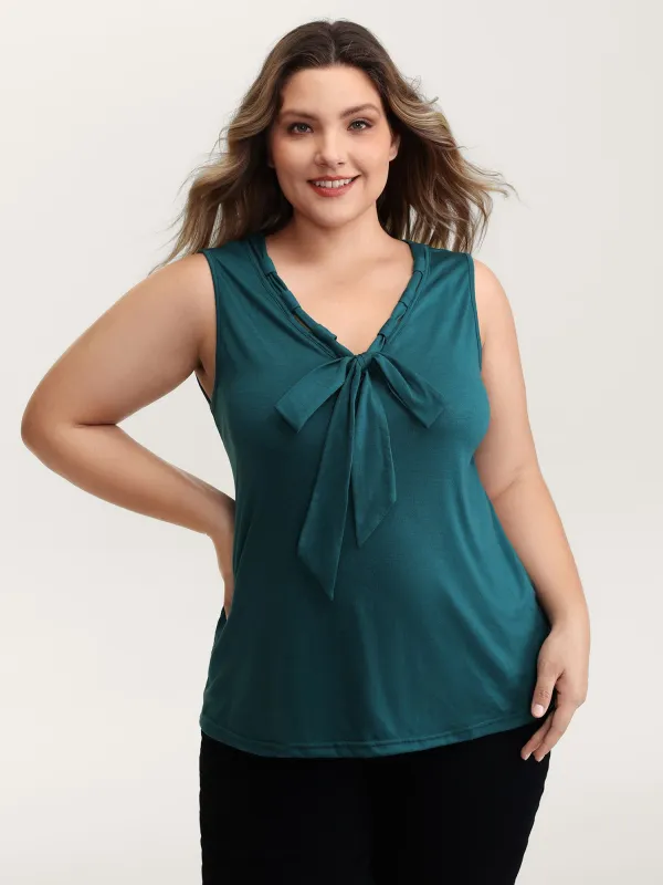 Supersoft Stretchy Bowknot Neckline Tank Top sold by Bloomchic