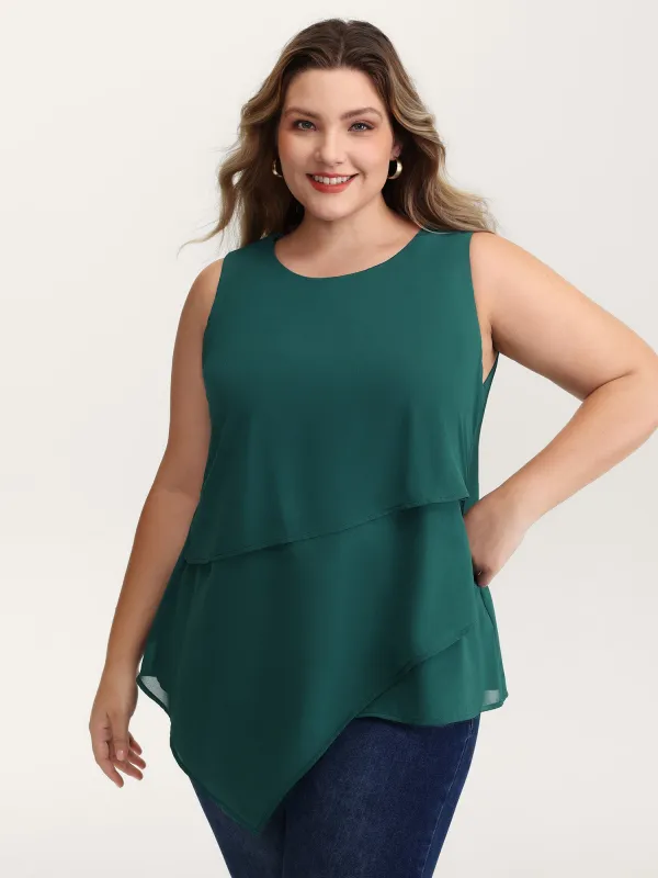 Layered Round Neck Tummy-Friendly Tank Top sold by Bloomchic