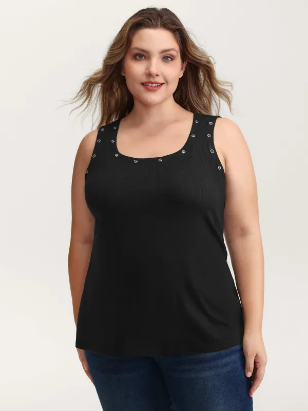 Loop Scoop Neckline Detail Tank Top sold by Bloomchic