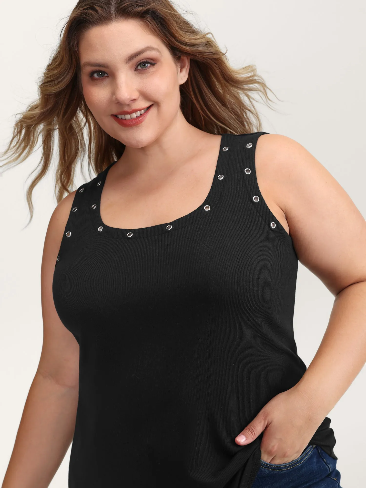 Loop Scoop Neckline Detail Tank Top sold by Bloomchic product image thumbnail 2