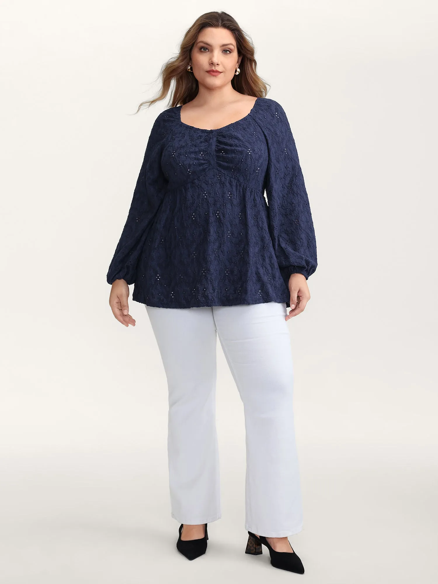 Ruched Bodice Lantern Sleeve Knit Top sold by Bloomchic product image thumbnail 3