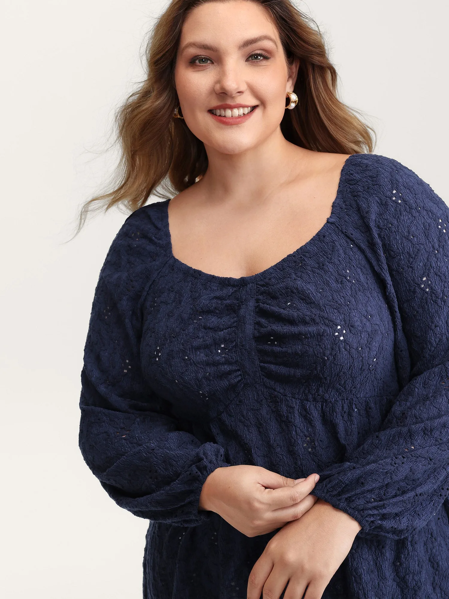 Ruched Bodice Lantern Sleeve Knit Top sold by Bloomchic product image thumbnail 2