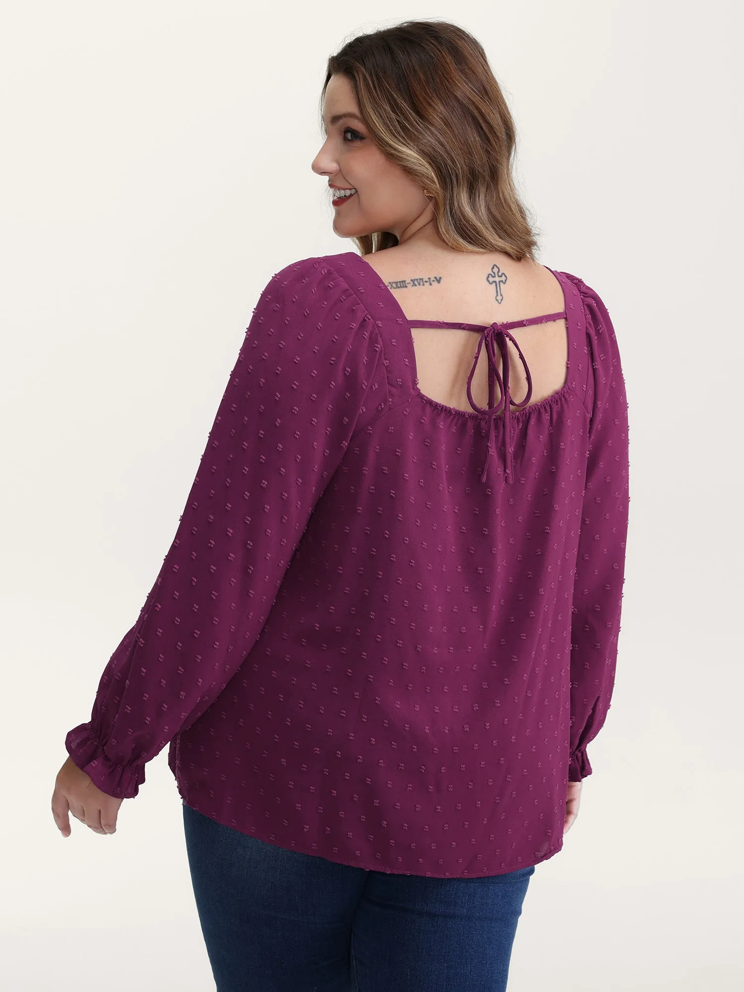 Shirred Neckline Bust-Ease Textured Blouse sold by Bloomchic product image thumbnail 5