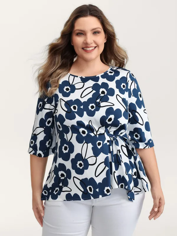 Floral Print Waist-Tie Blouse sold by Bloomchic
