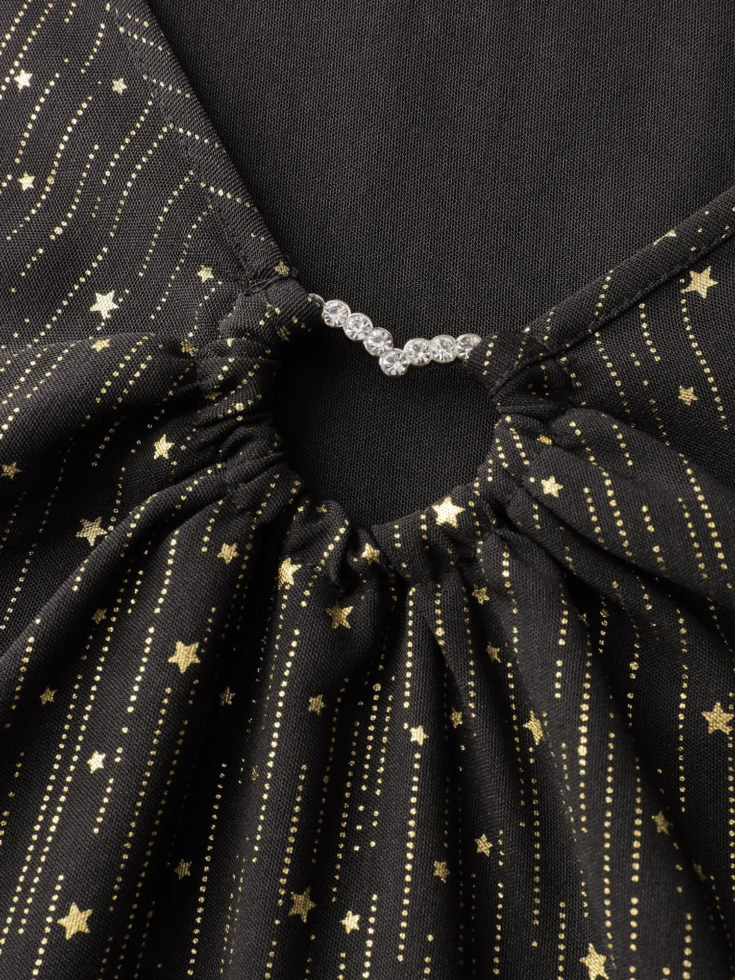 Gold Stamp Ruched Neckline Flowy Blouse sold by Bloomchic product image thumbnail 5