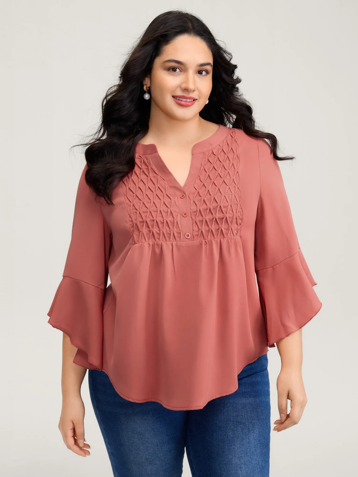 Textured Ruffled Sleeve Flowy Blouse sold by Bloomchic product image thumbnail 2