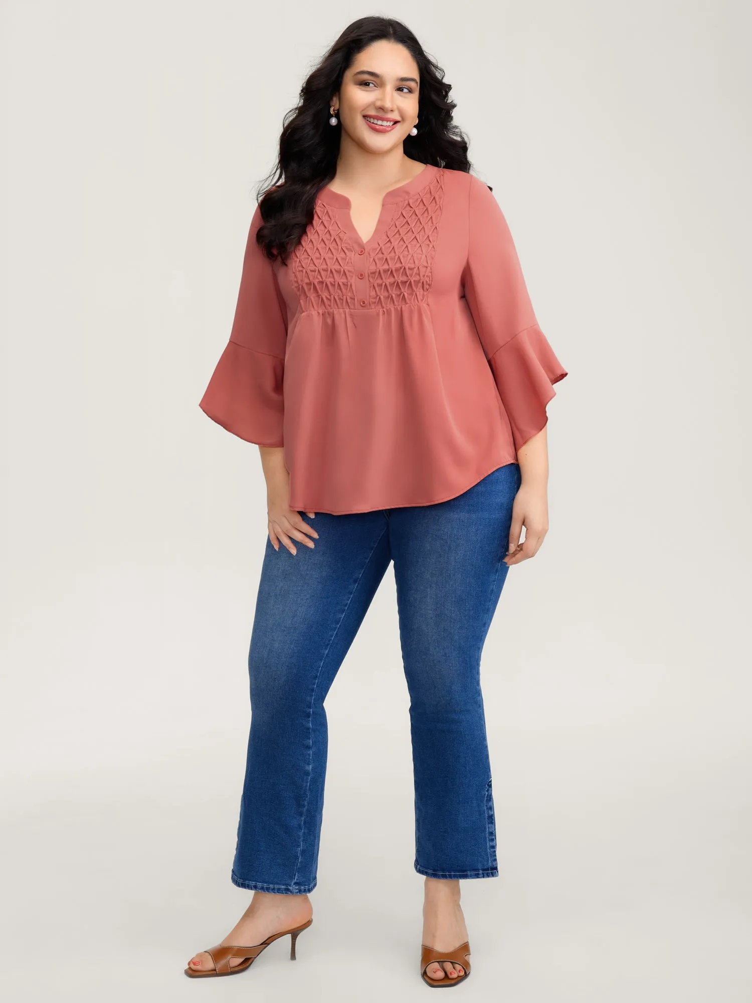 Textured Ruffled Sleeve Flowy Blouse sold by Bloomchic product image thumbnail 3